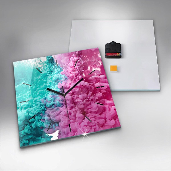Square glass wall clock Modern art - spots