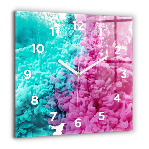 Square glass wall clock Modern art - spots