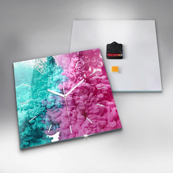 Square glass wall clock Modern art - spots