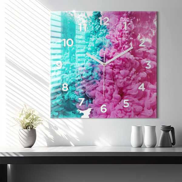 Square glass wall clock Modern art - spots