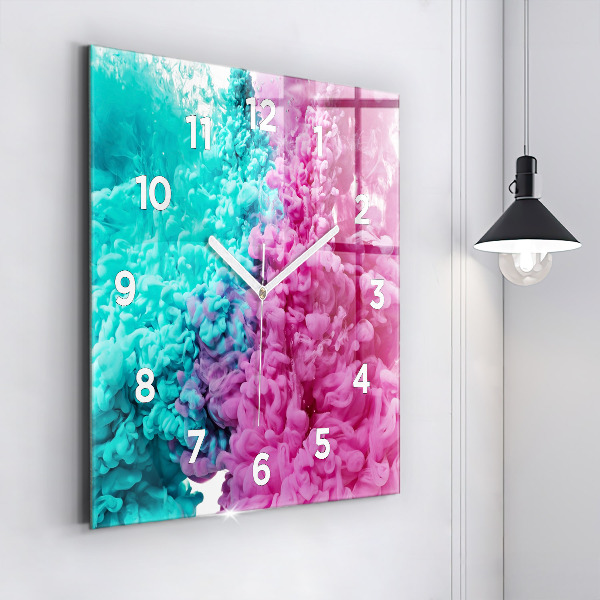 Square glass wall clock Modern art - spots