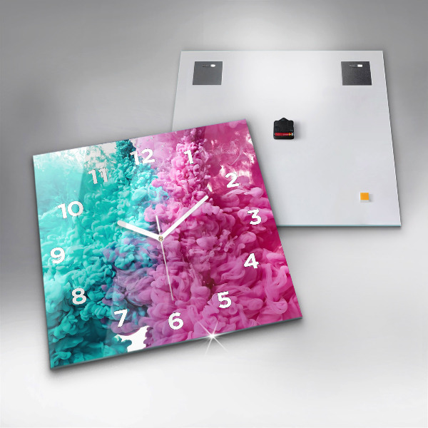 Square glass wall clock Modern art - spots