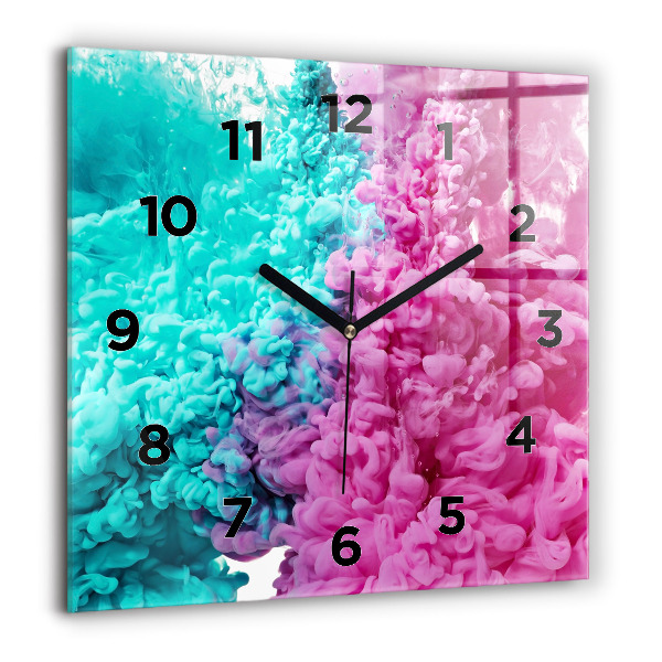 Square glass wall clock Modern art - spots