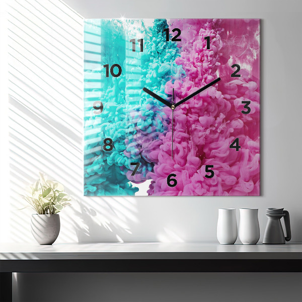 Square glass wall clock Modern art - spots