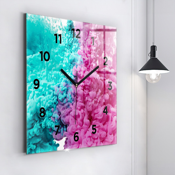 Square glass wall clock Modern art - spots