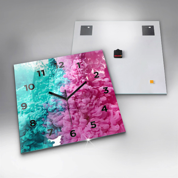 Square glass wall clock Modern art - spots