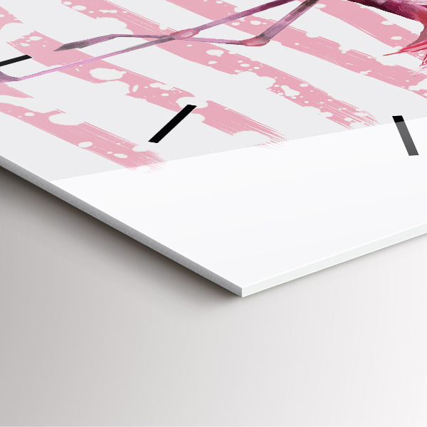 Square glass wall clock Flamingo Graphic
