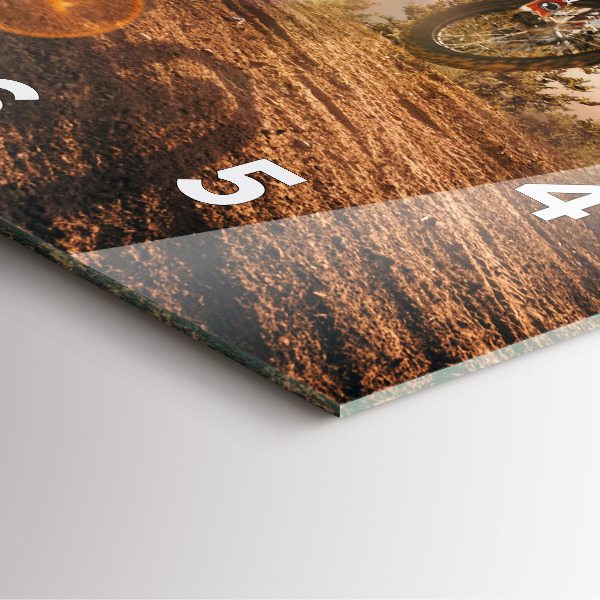 Square glass wall clock Man on a motorcycle