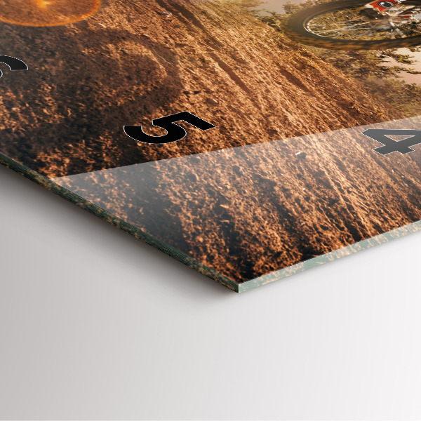 Square glass wall clock Man on a motorcycle