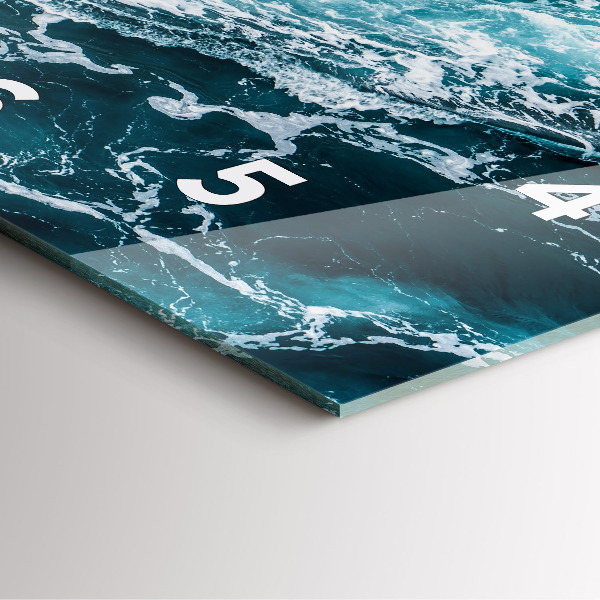 Square glass wall clock Swirling foamy waves