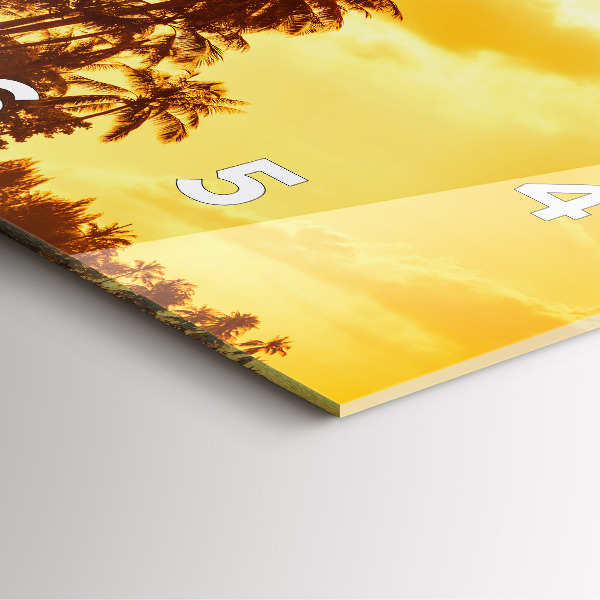 Square glass wall clock Sunny palm trees