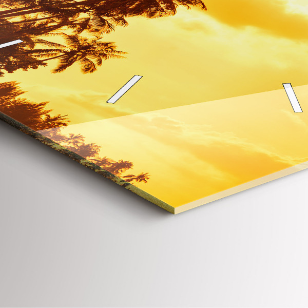 Square glass wall clock Sunny palm trees