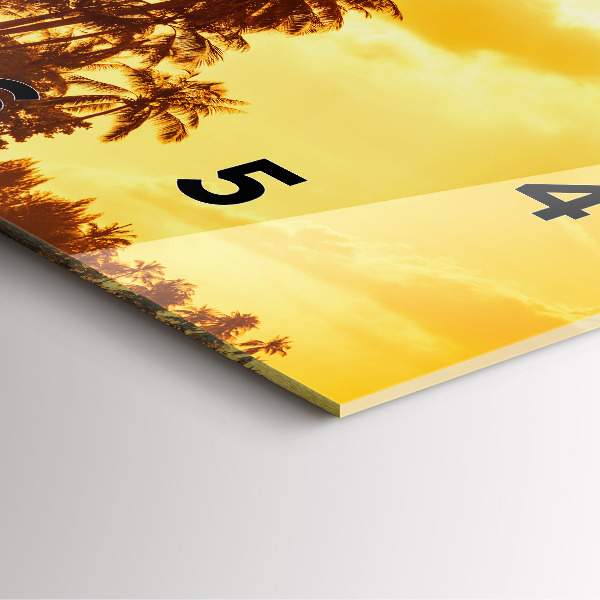 Square glass wall clock Sunny palm trees