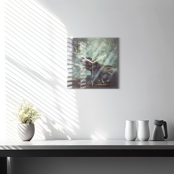 Square glass wall clock A boy is reading a book