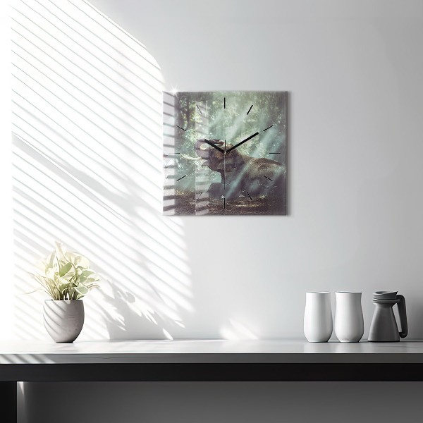 Square glass wall clock A boy is reading a book