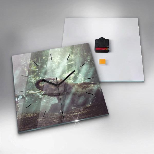 Square glass wall clock A boy is reading a book