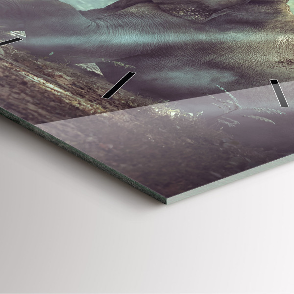 Square glass wall clock A boy is reading a book