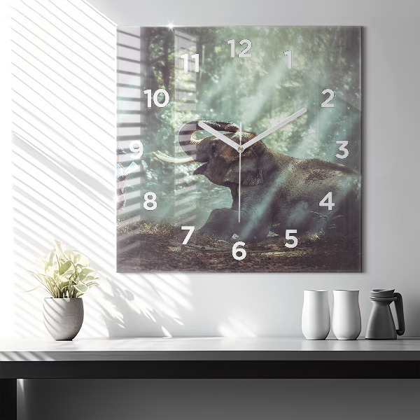 Square glass wall clock A boy is reading a book