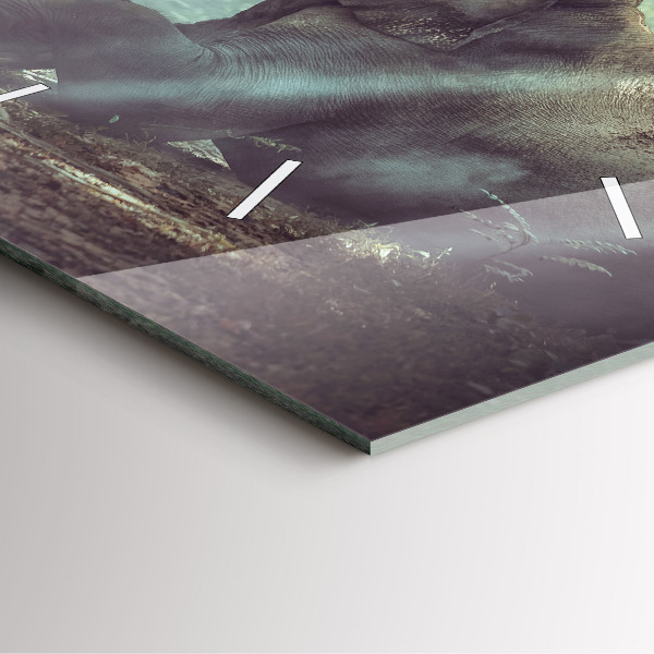 Square glass wall clock A boy is reading a book