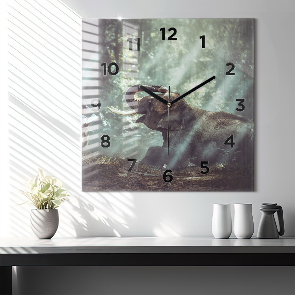 Square glass wall clock A boy is reading a book