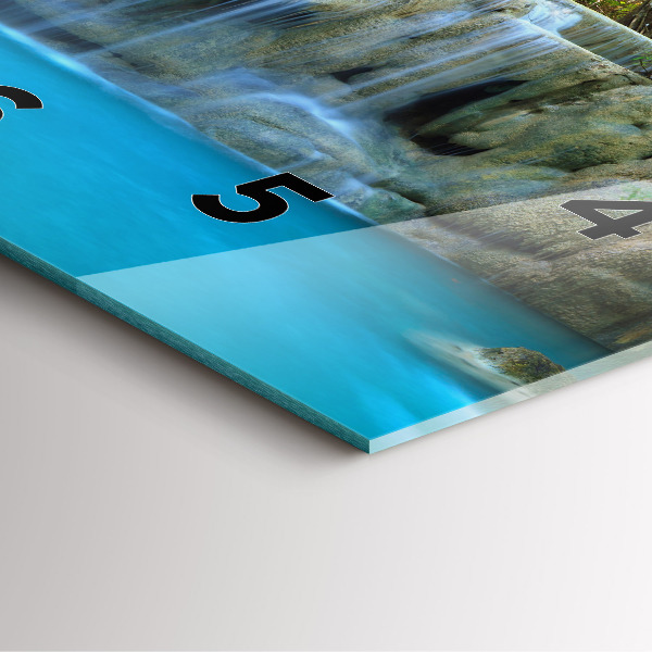 Square glass wall clock Waterfall in the forest