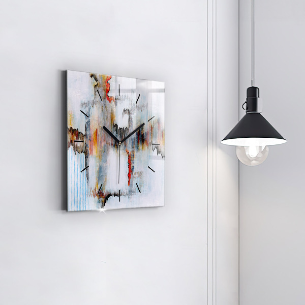 Square glass wall clock Abstraction