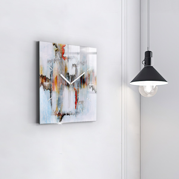 Square glass wall clock Abstraction