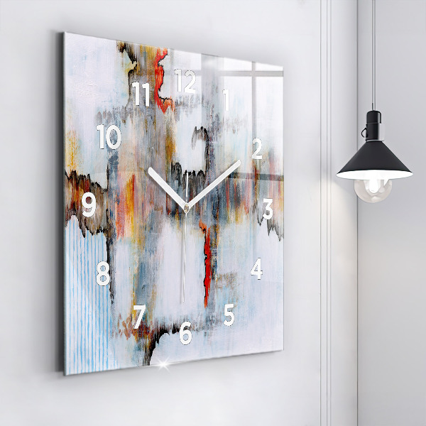 Square glass wall clock Abstraction