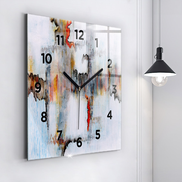 Square glass wall clock Abstraction