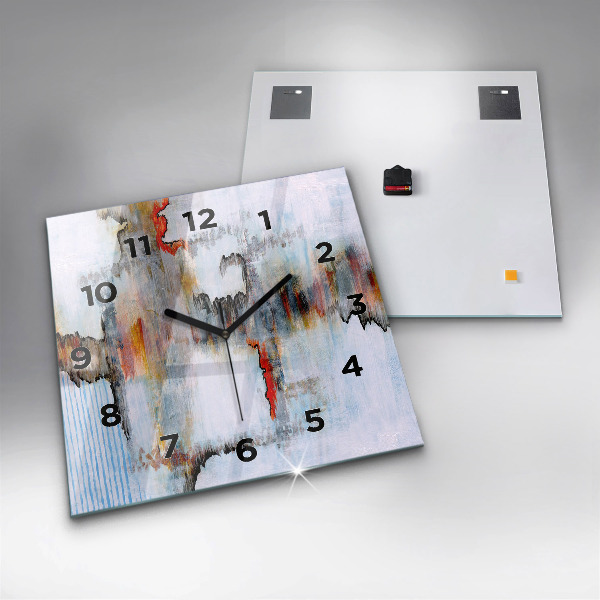Square glass wall clock Abstraction