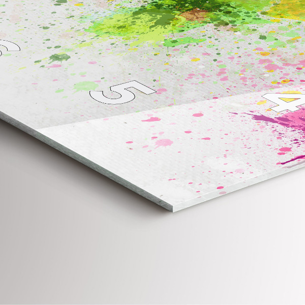 Square glass wall clock World map on paper