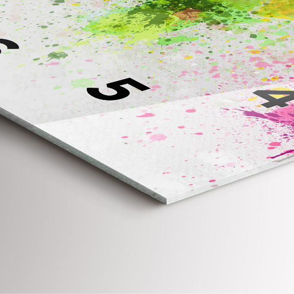 Square glass wall clock World map on paper