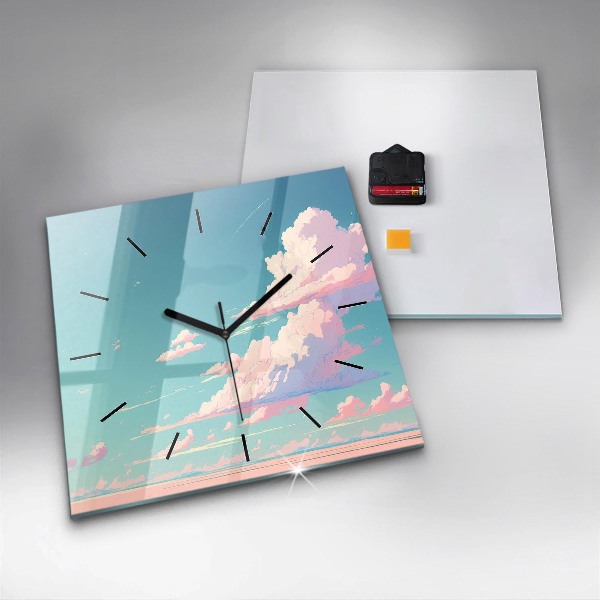 Square glass wall clock Pastel color of the sky