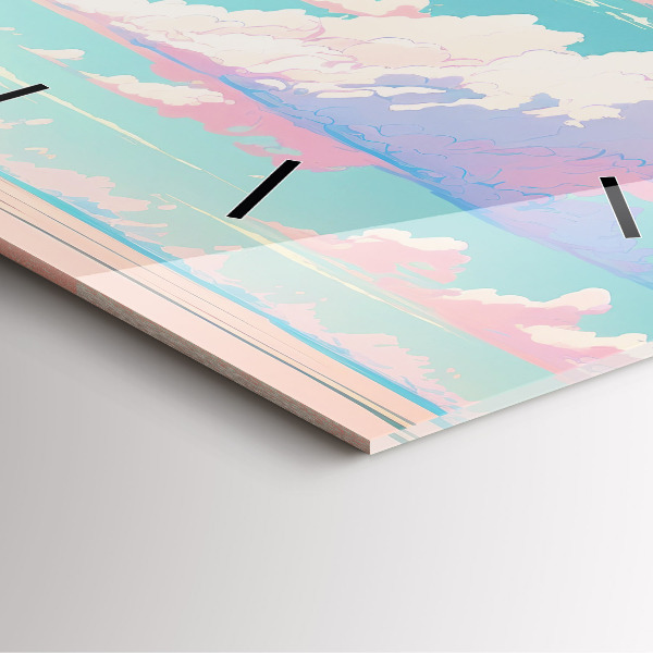 Square glass wall clock Pastel color of the sky