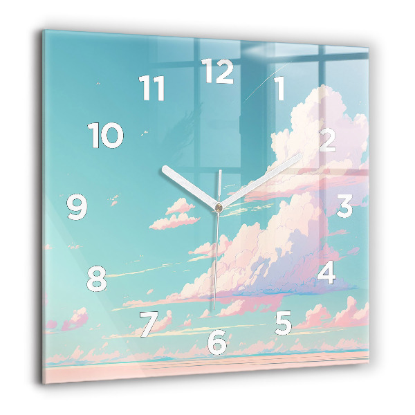 Square glass wall clock Pastel color of the sky