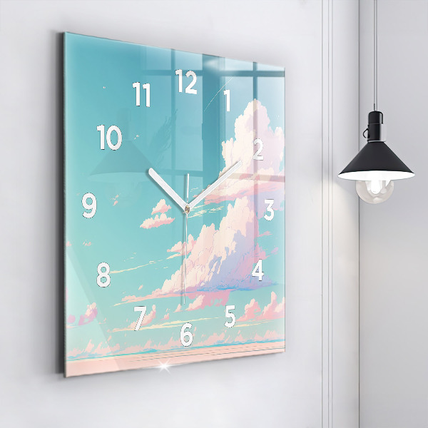 Square glass wall clock Pastel color of the sky