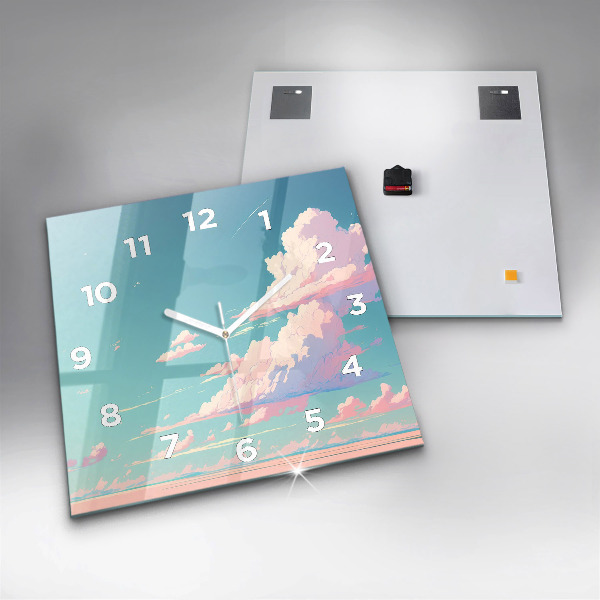 Square glass wall clock Pastel color of the sky