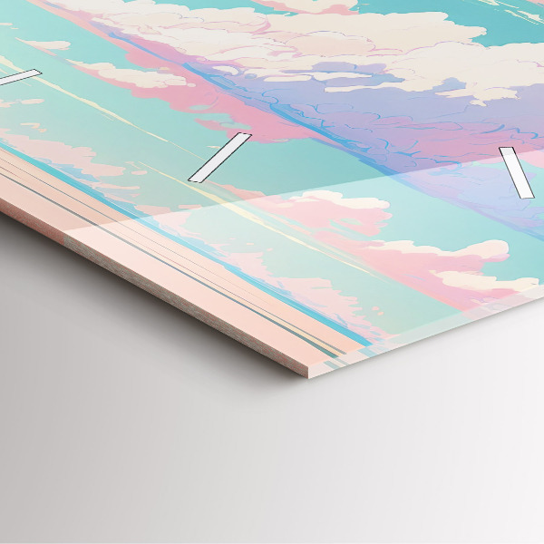 Square glass wall clock Pastel color of the sky