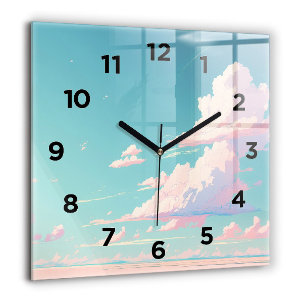 Square glass wall clock Pastel color of the sky