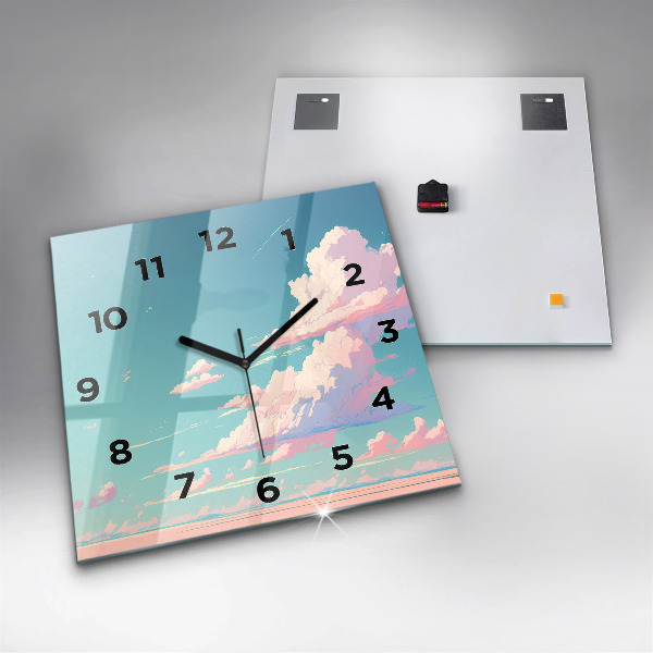 Square glass wall clock Pastel color of the sky