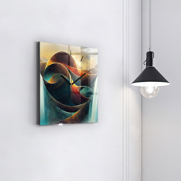 Square glass wall clock Flowing Waterfall