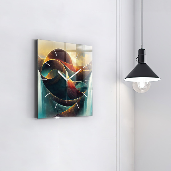 Square glass wall clock Flowing Waterfall
