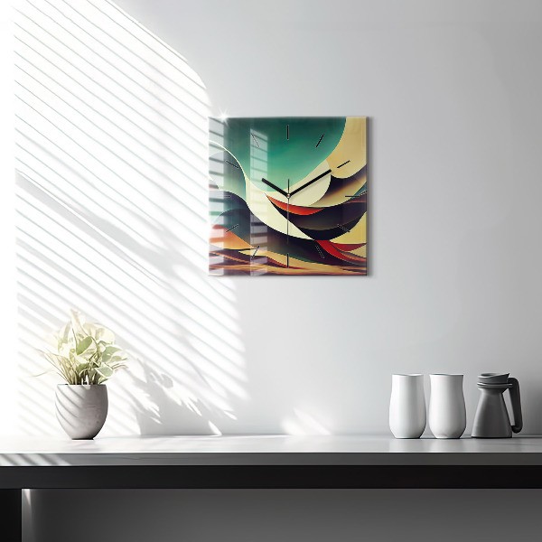 Square glass wall clock Abstract lines background