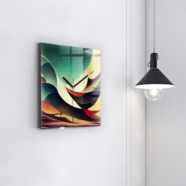 Square glass wall clock Abstract lines background