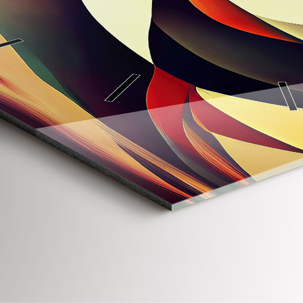 Square glass wall clock Abstract lines background