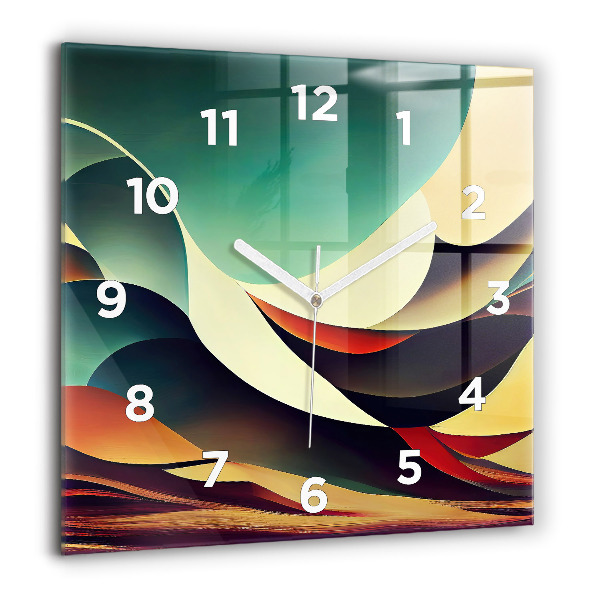 Square glass wall clock Abstract lines background