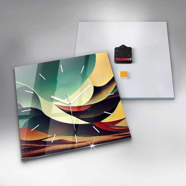 Square glass wall clock Abstract lines background