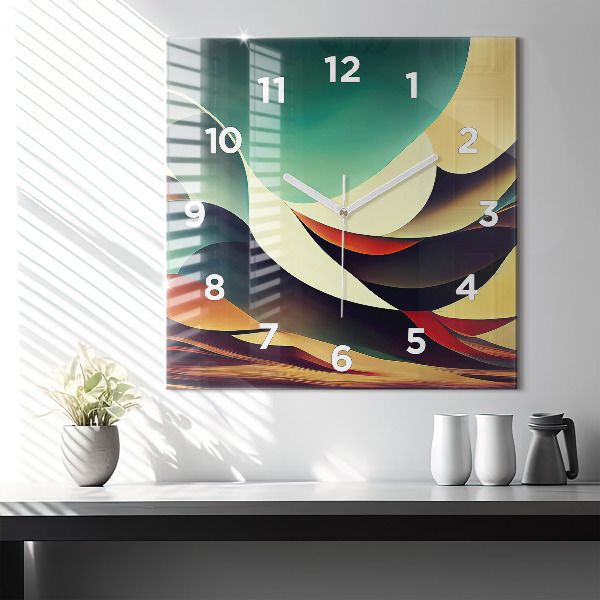 Square glass wall clock Abstract lines background