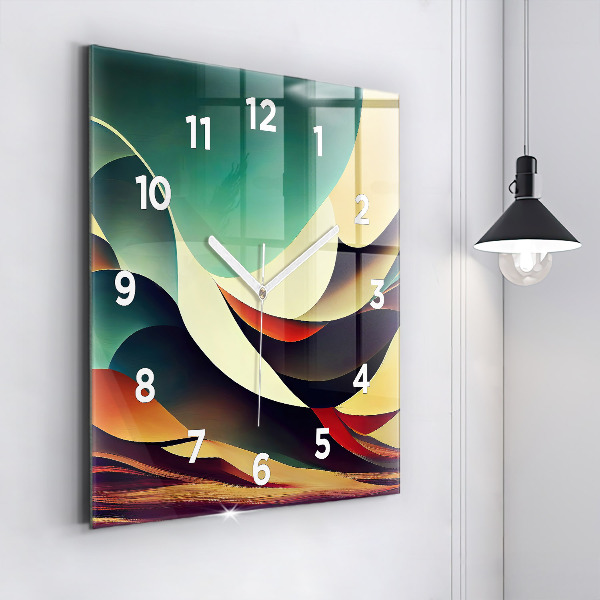 Square glass wall clock Abstract lines background