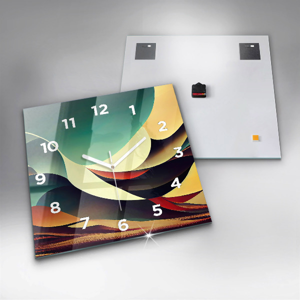 Square glass wall clock Abstract lines background